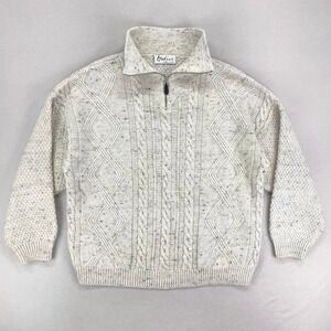 Medici Fisherman Sweater Mens 42/XL Cable Knit Chunky Wool Blend Flake Speckle‎